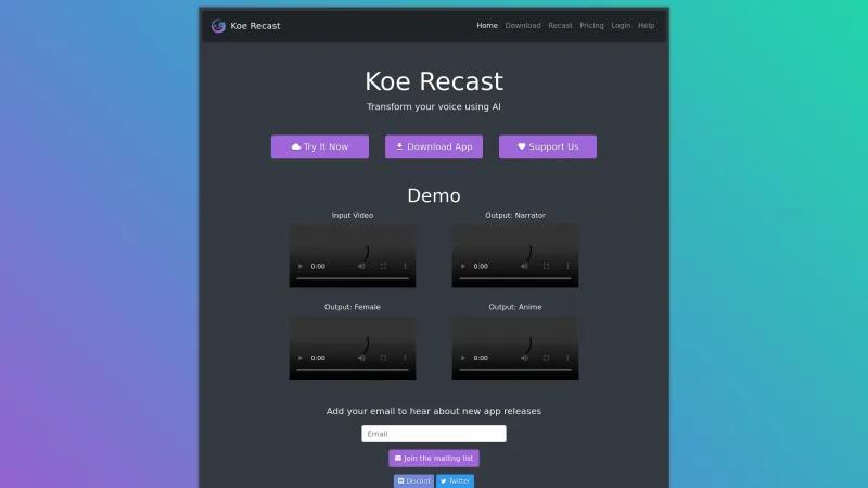 Homepage of Koe Recast