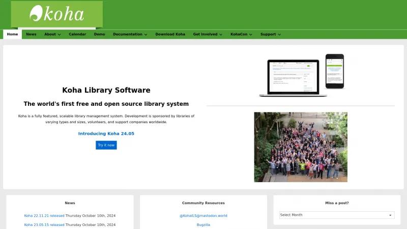 Homepage of Koha Library Software