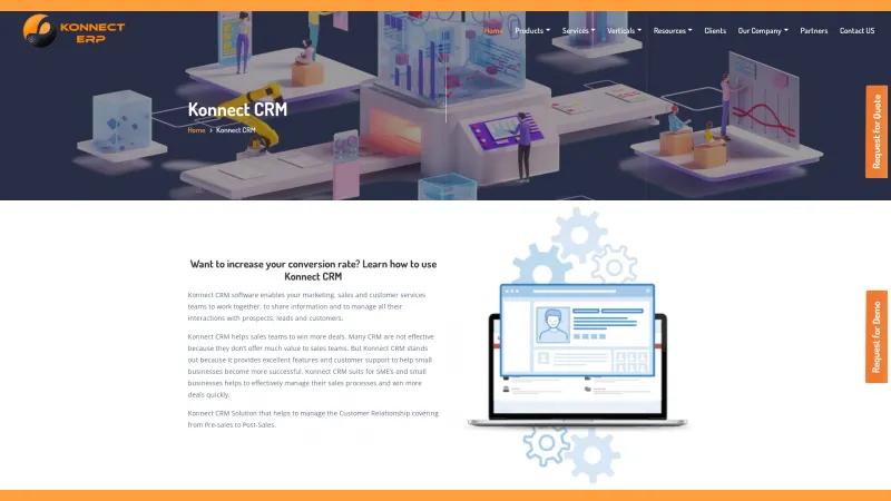 Homepage of Konnect CRM