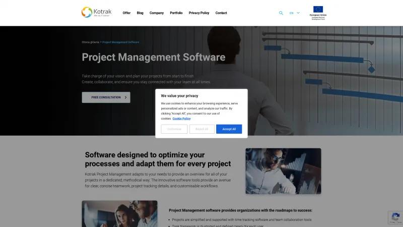 Homepage of Kotrak Project Management