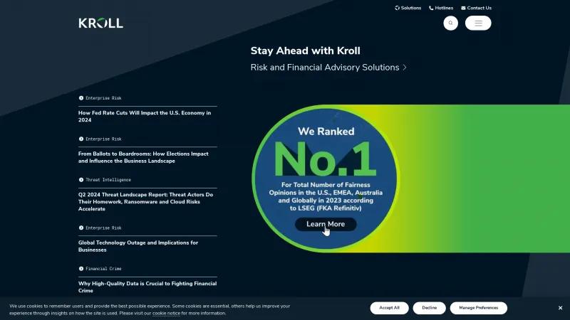 Homepage of Kroll Compliance