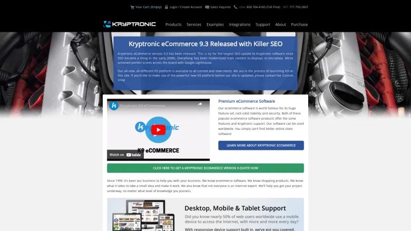 Homepage of Kryptronic eCommerce