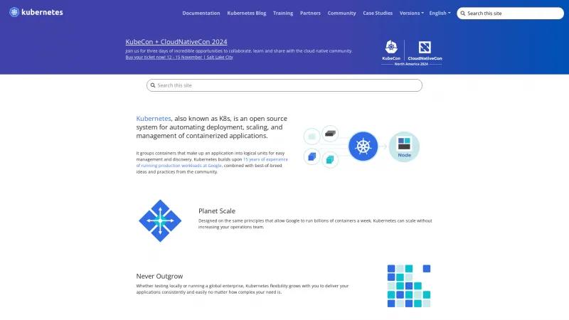 Homepage of Kubernetes