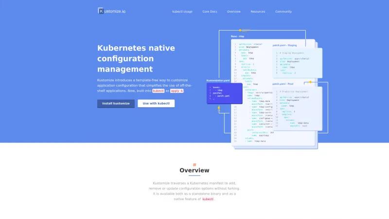 Homepage of Kustomize.io