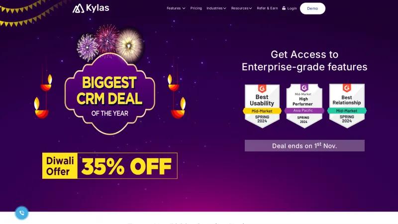 Homepage of Kylas