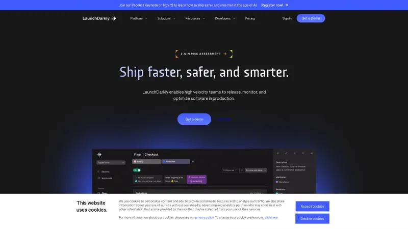 Homepage of LaunchDarkly