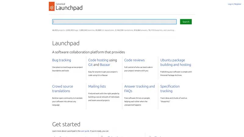 Homepage of Launchpad