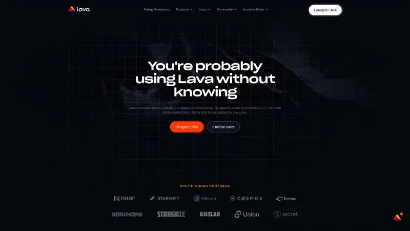 Homepage of Lava Network