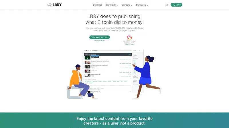 Homepage of LBRY