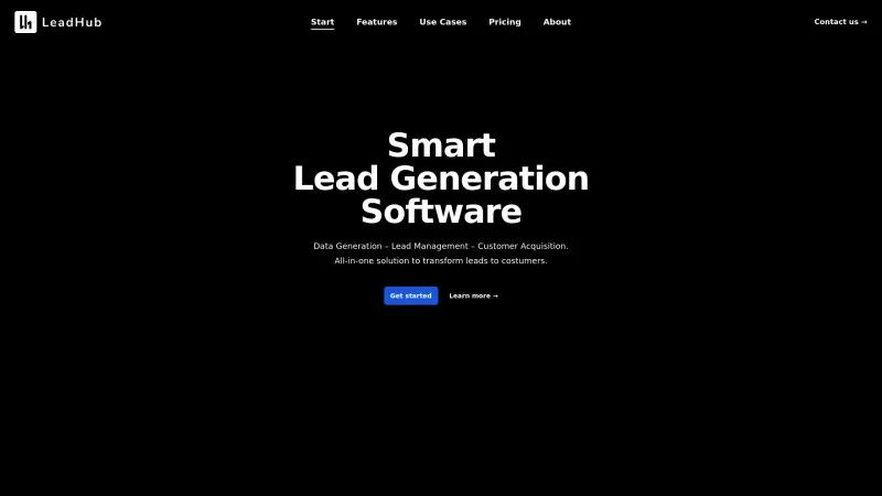 Homepage of LeadHub