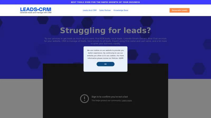 Homepage of Leads and CRM