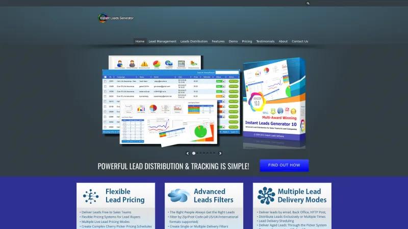 Homepage of Instant Leads Generator