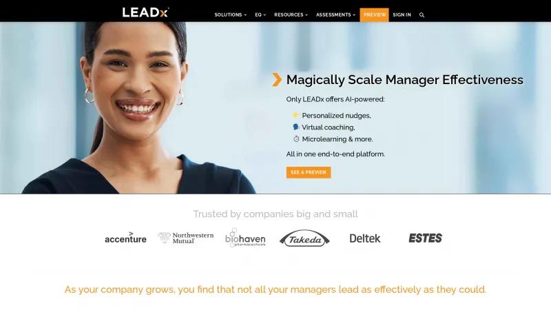 Homepage of LEADx