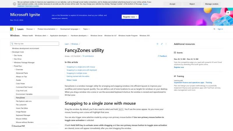 Homepage of FancyZones