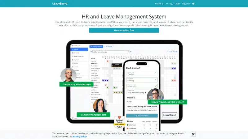 Homepage of LeaveBoard