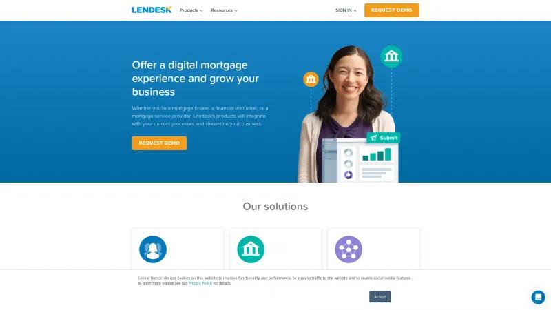 Homepage of Lendesk