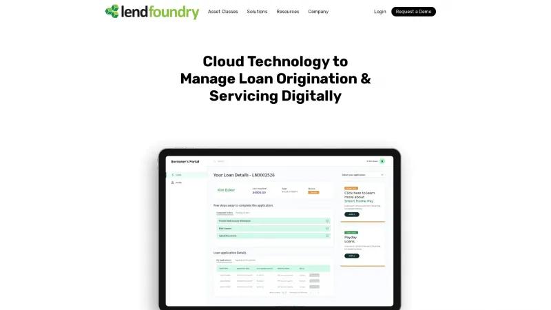 Homepage of LendFoundry