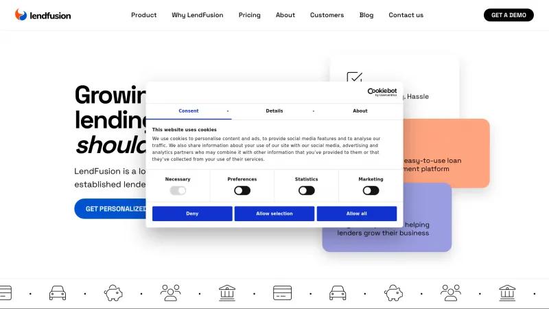 Homepage of LendFusion