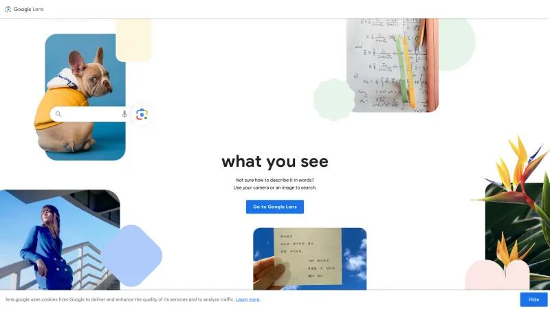 Homepage of Google Lens