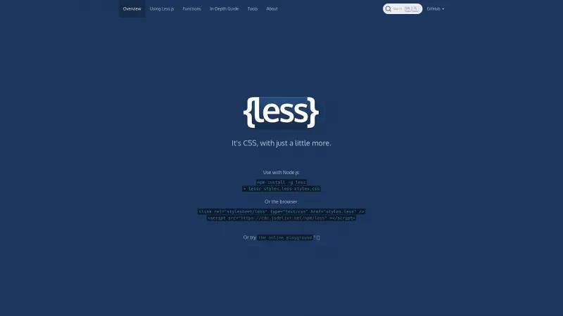 Homepage of Less