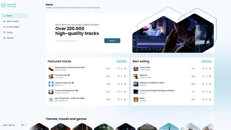 Homepage of Jamendo Licensing
