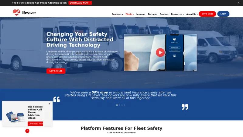 Homepage of LifeSaver for Fleets