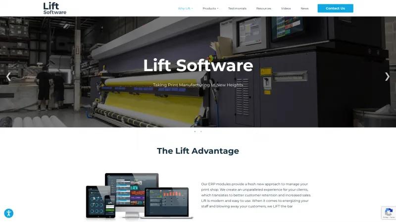 Homepage of Lift ERP