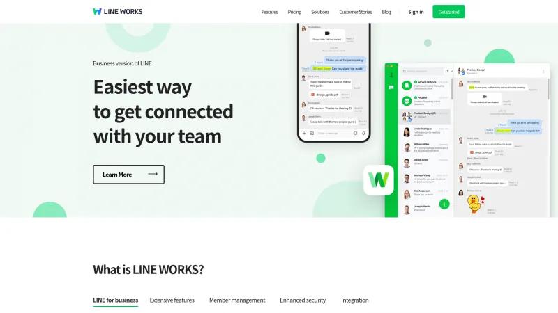 Homepage of LINE WORKS