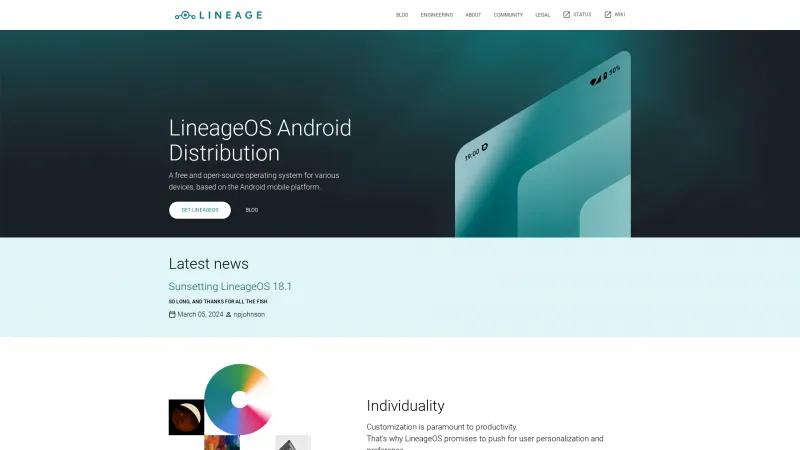 Homepage of LineageOS