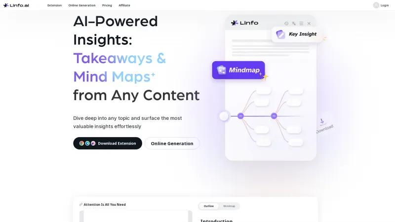 Homepage of Linfo.ai