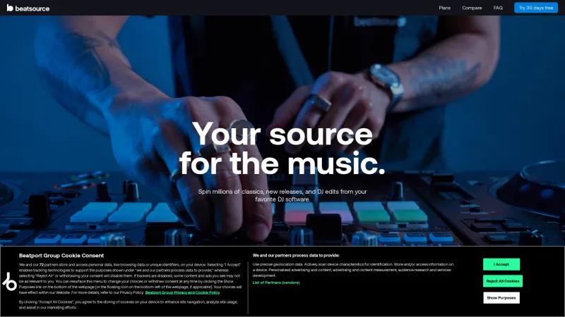 Homepage of Beatsource