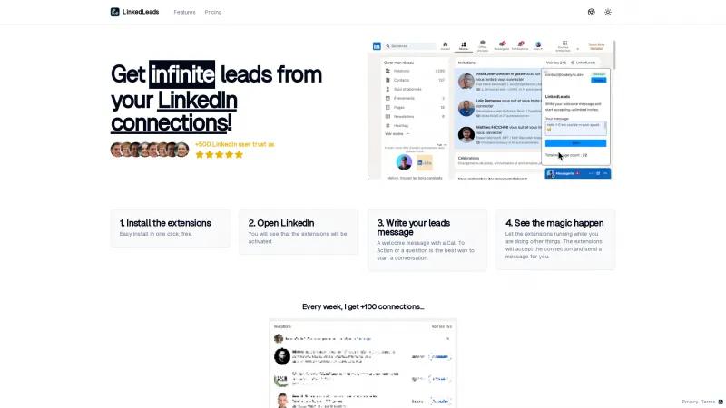 Homepage of LinkedLeads