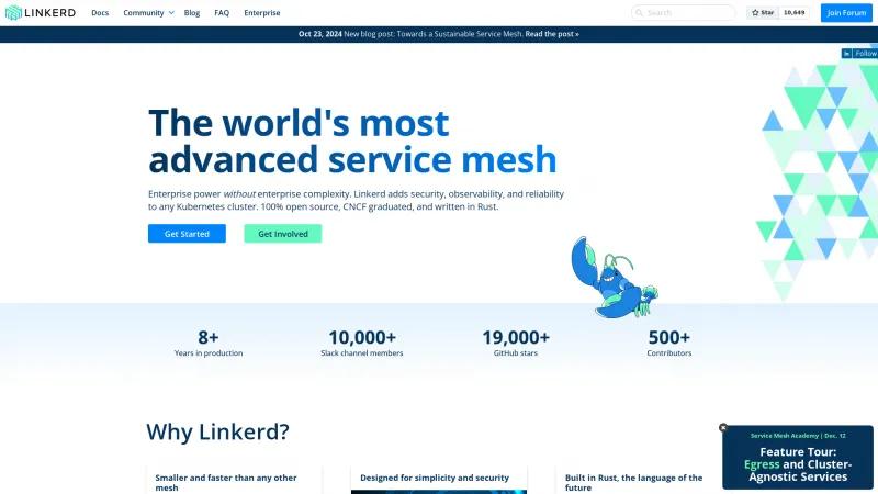 Homepage of Linkerd