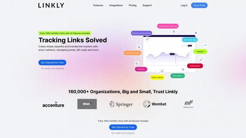 Homepage of Linkly