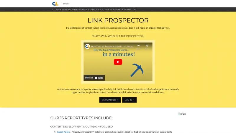 Homepage of Citation Labs Link Prospector