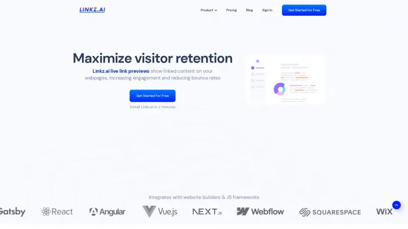 Homepage of Linkz.ai