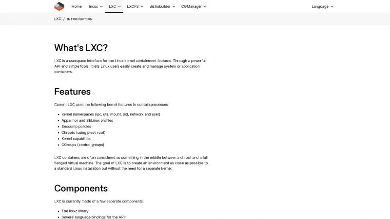 Homepage of LXC