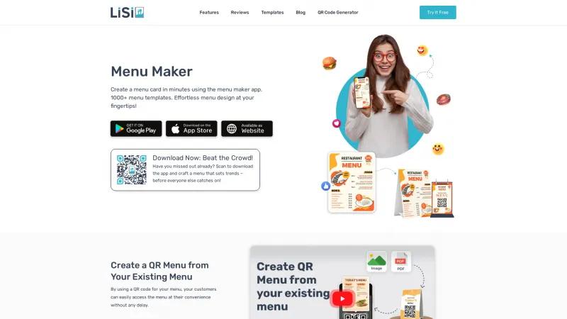 Homepage of LiSi Menu Maker