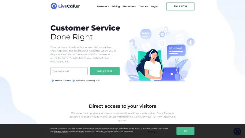 Homepage of LiveCaller