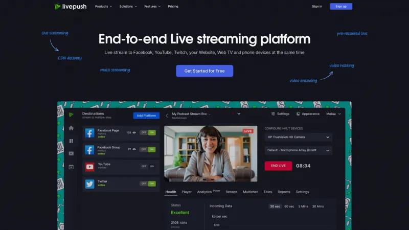 Homepage of Livepush