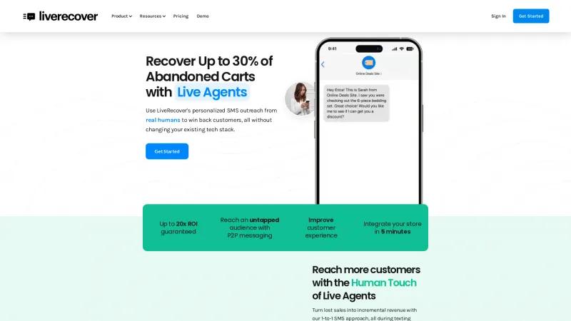 Homepage of LiveRecover