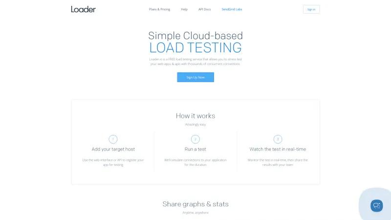 Homepage of Loader.io