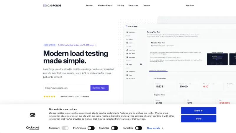 Homepage of LoadForge