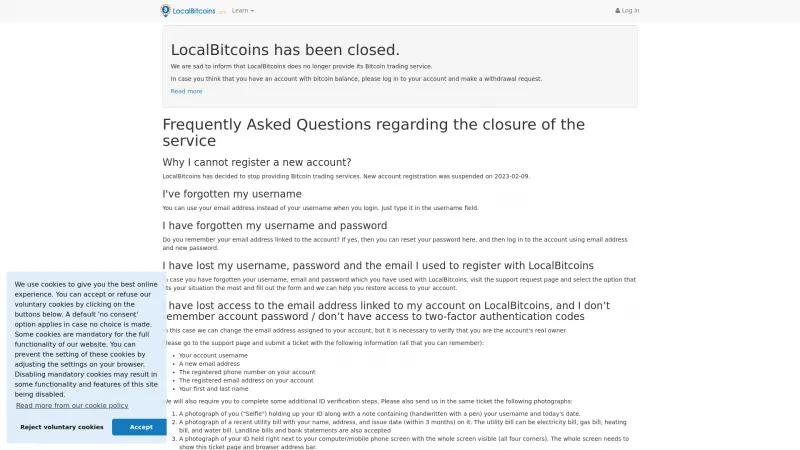 Homepage of LocalBitcoins