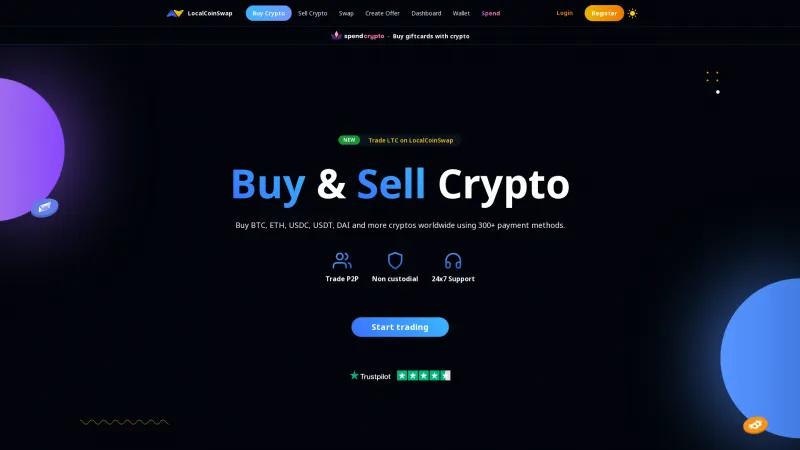 Homepage of LocalCoinSwap