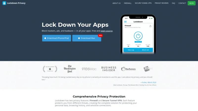 Homepage of LockDown Privacy