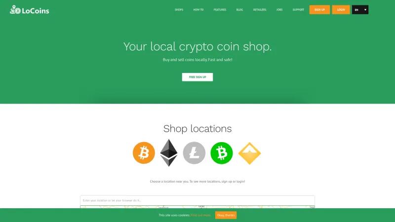 Homepage of LoCoins