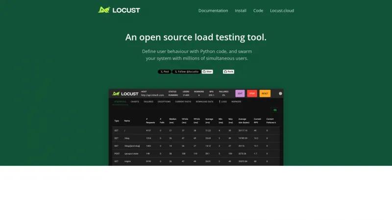 Homepage of Locust