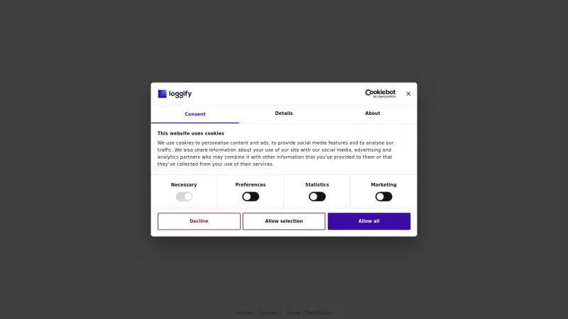 Homepage of Loggify