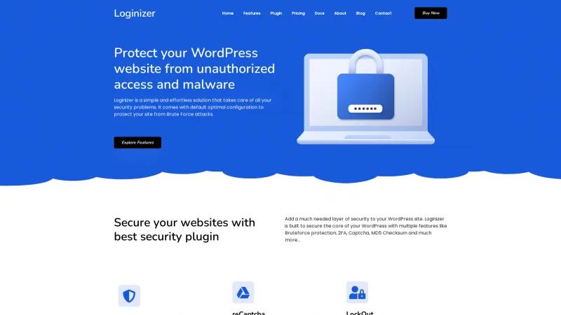 Homepage of Loginizer